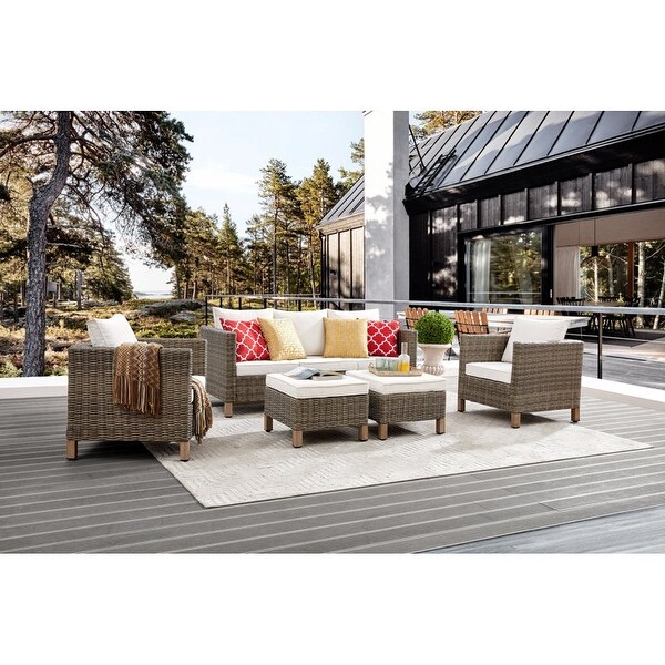 5Piece Outdoor Wicker Patio Conversation Set