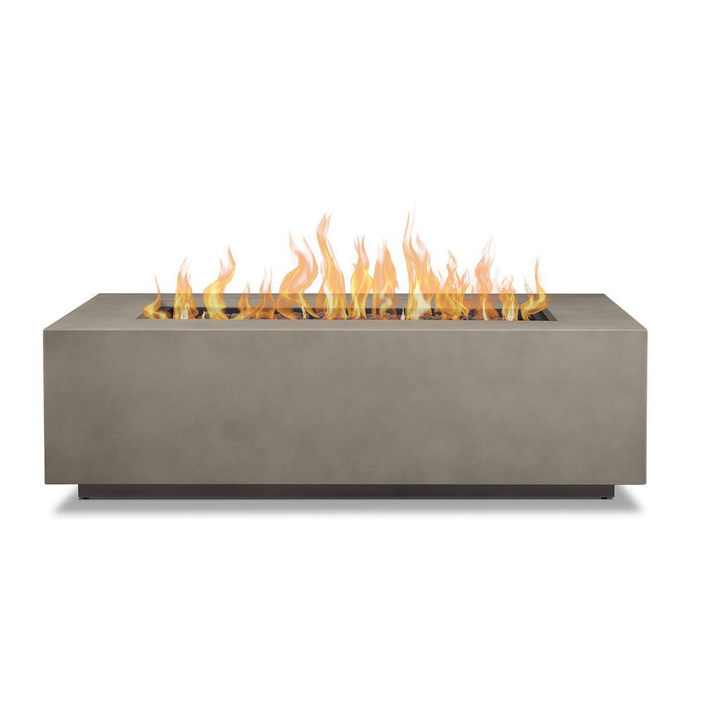 Real Flame Aegean 50 in. L X 32 in. W Outdoor Rectangular Powder Coated Steel Propane Fire Pit in Black with Lava Rocks C9813LP-BLK