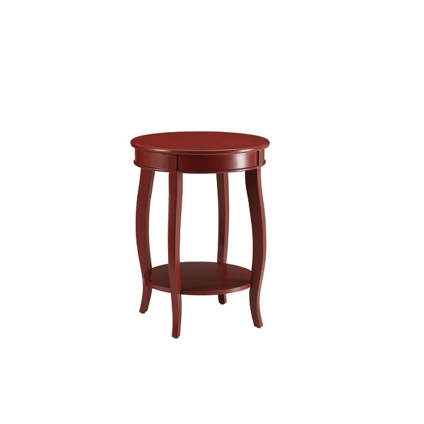 Aberta Side Table Wooden Round Cabriole Leg TableandBottom Shelf in Red