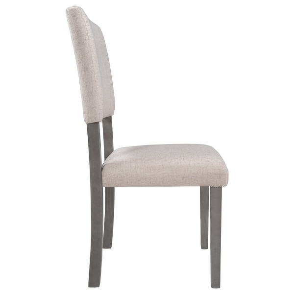 Mid-Century Wood 4 Upholstered Dining Chairs for Small Places， Beige