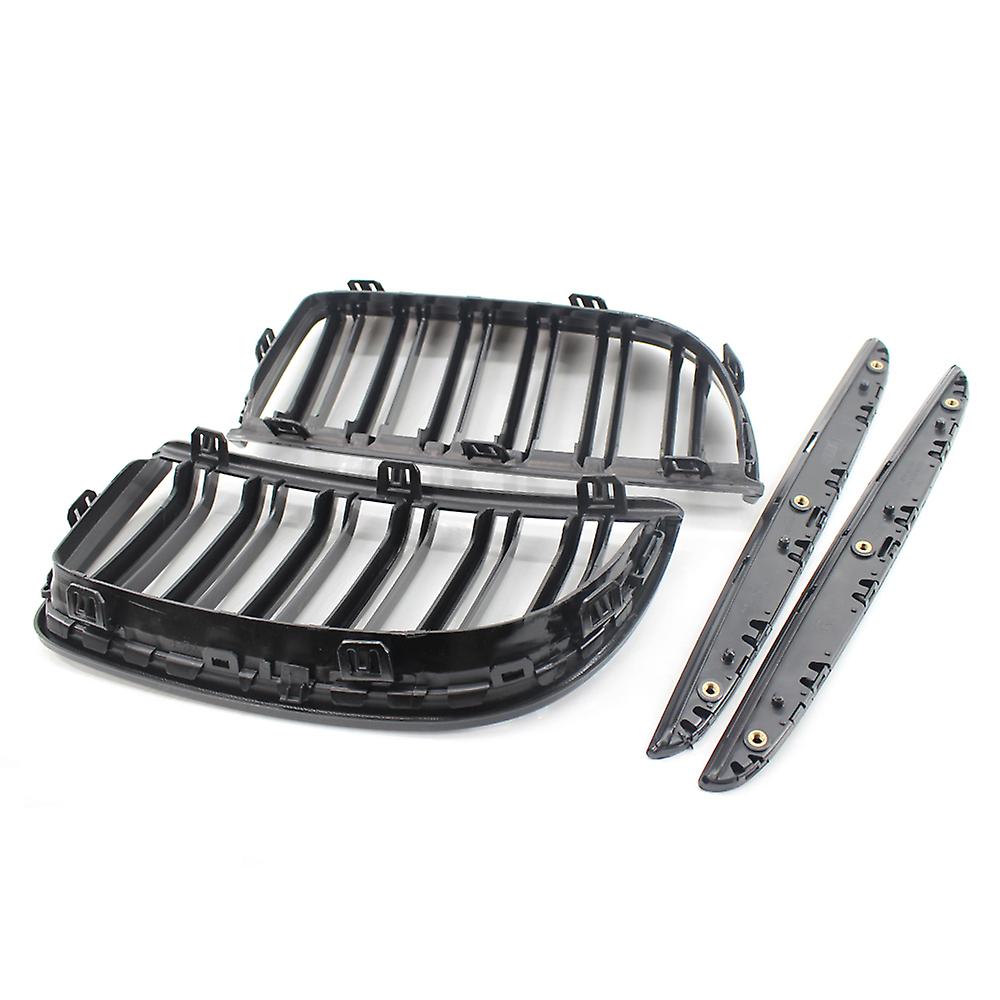 2pcs Gloss Black Front Bumper Hood Kidney Grille Racing Grille Replacement For Bmw E90 4 Door 2005-2008