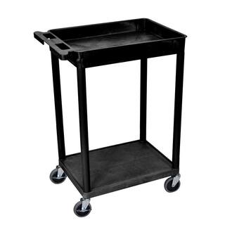 Luxor STC 24 in. W x 18 in. D 2 Top Tub and Bottom Flat Shelf Utility Cart - Black STC12-B