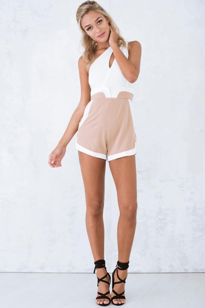 Look Away Romper Nude