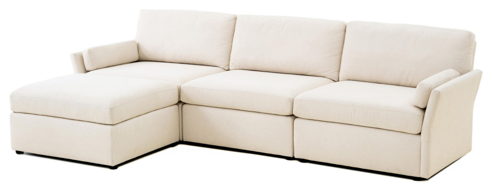 Catarina Cream Chaise Sectional   Cream   Modern   Indoor Chaise Lounge Chairs   by First of a Kind USA Inc  Houzz