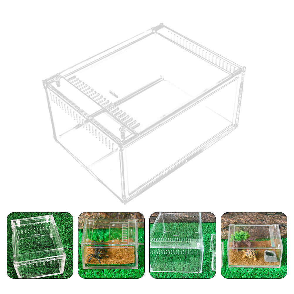 1pc Reptile Breeding Container Reptile Raising Box Feeding Box (Transparent)