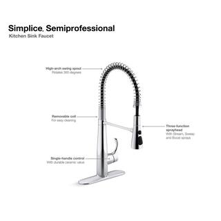 KOHLER Brookfield All-in-One Drop-In Cast Iron 33 in. Double Bowl Kitchen Sink with Simplice Semi Pro Faucet in Polished Chrome K-22033-CP-5846-1-0