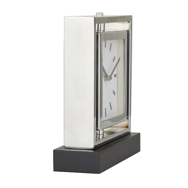 Stainless Steel Clock With Black Base Silver Olivia amp May