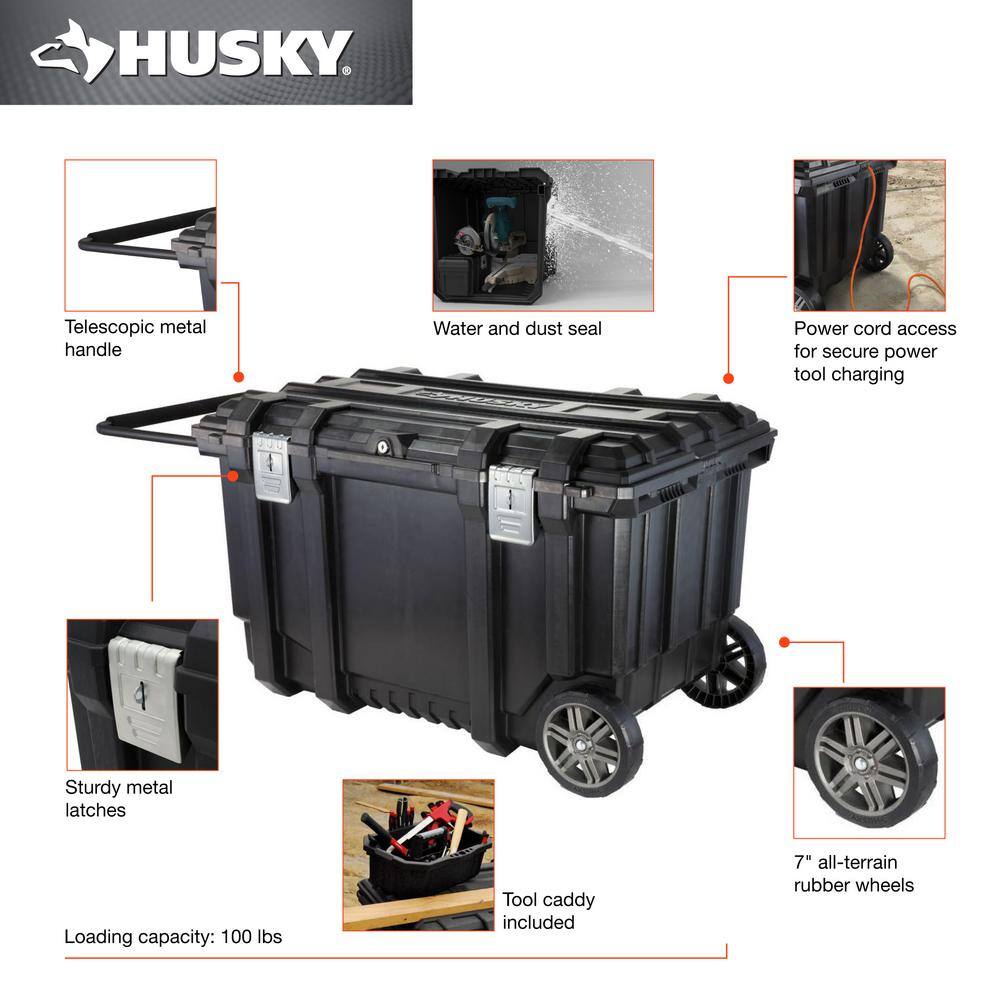 Husky 37 in. Rolling Tool Box Utility Cart Black 209261