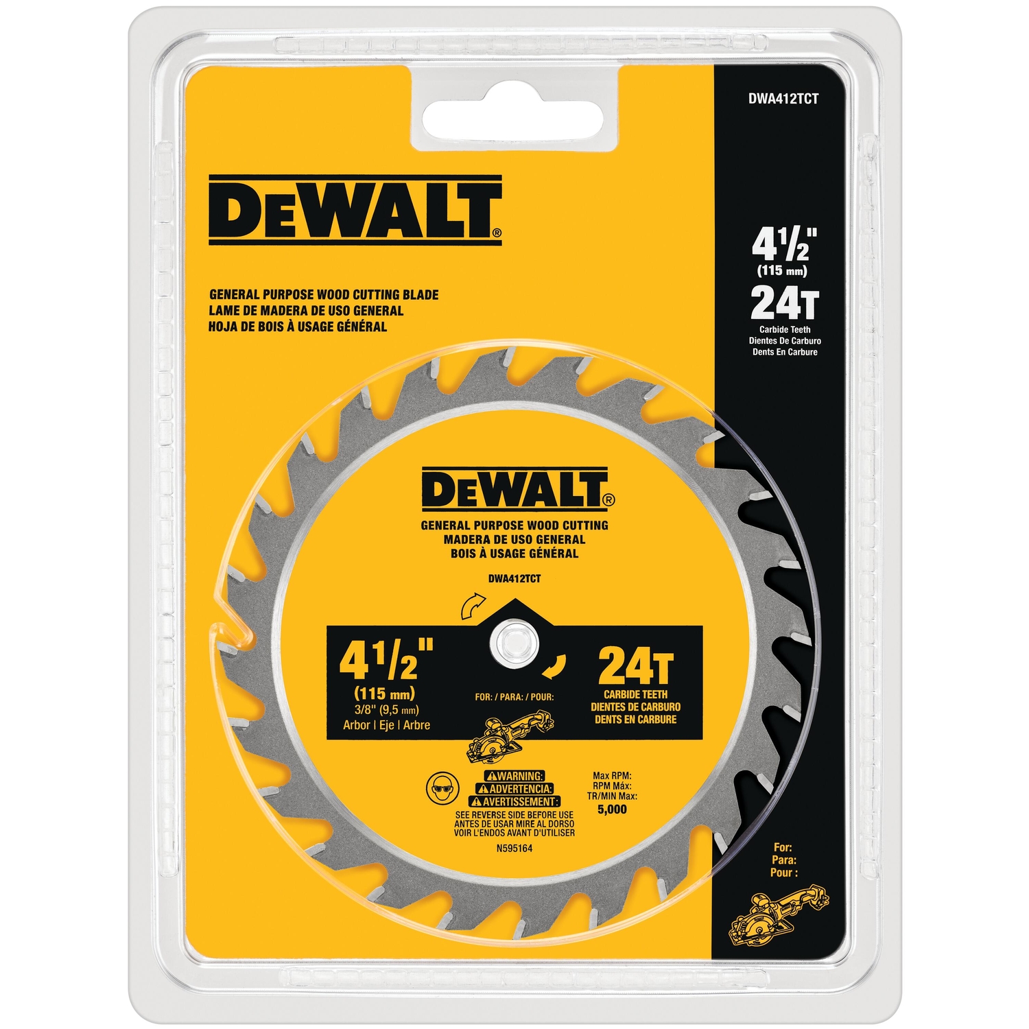 DW 4-1/2 in. D X 3/8 in. Carbide Circular Saw Blade 24 teeth 1 pc