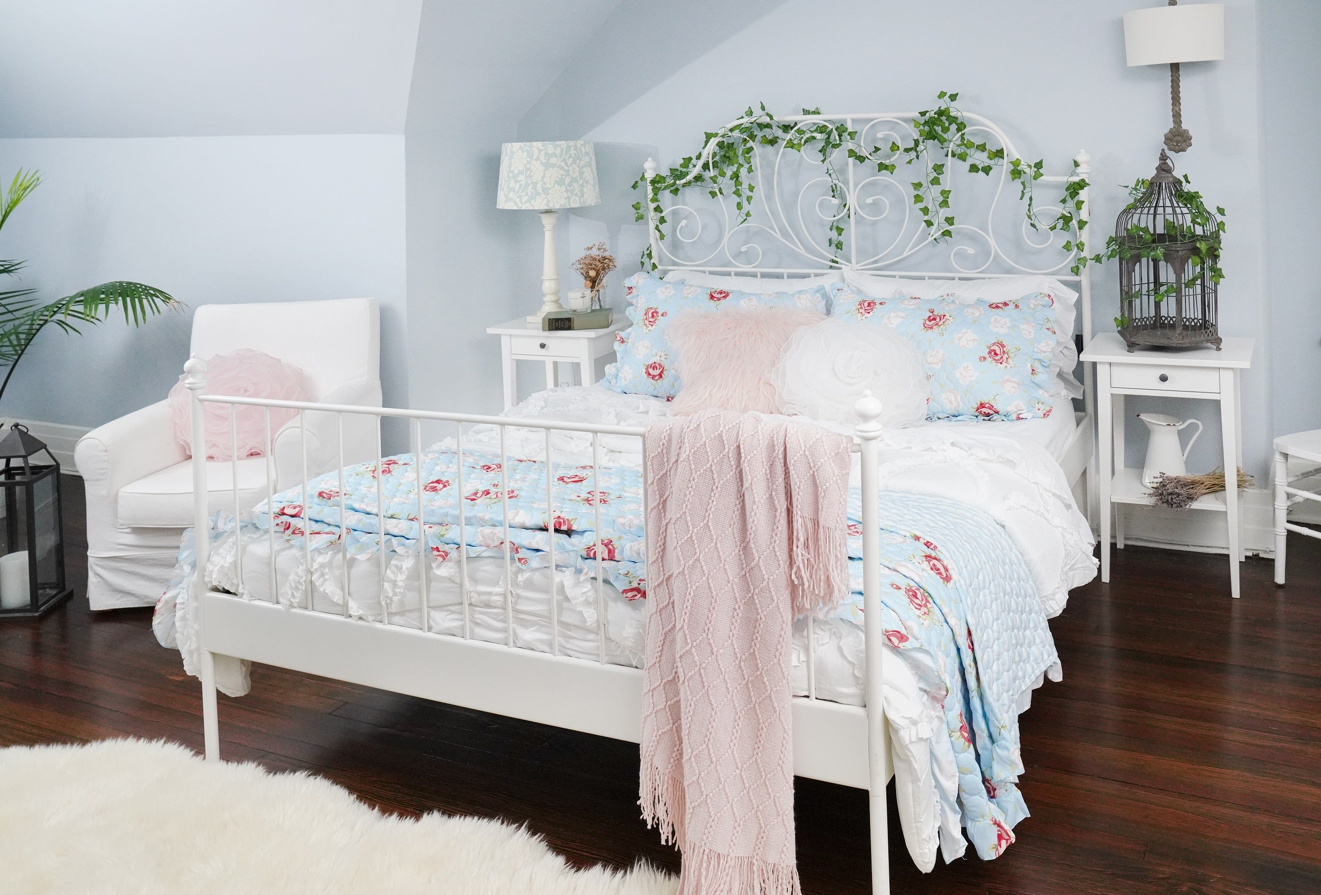 Bedding Bundle: Avon Textured Ruffle Quilt + Cottagecore Floral Ruffle Quilt