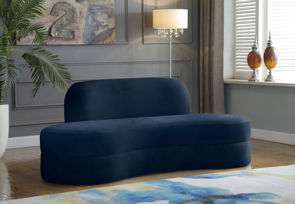 Mitzy Velvet Upholstered  Kidney Shaped Chair   Contemporary   Sofas   by Meridian Furniture  Houzz