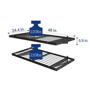 FLEXIMOUNTS 24 in. x 48 in. Heavy Duty Wall Shelf with Brackets in Black BR24B-E