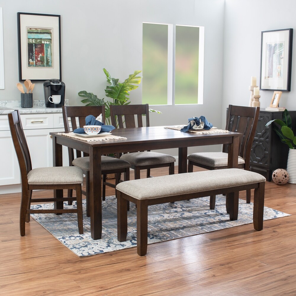 Stokes Brown Wooden 6 Piece Dining Set