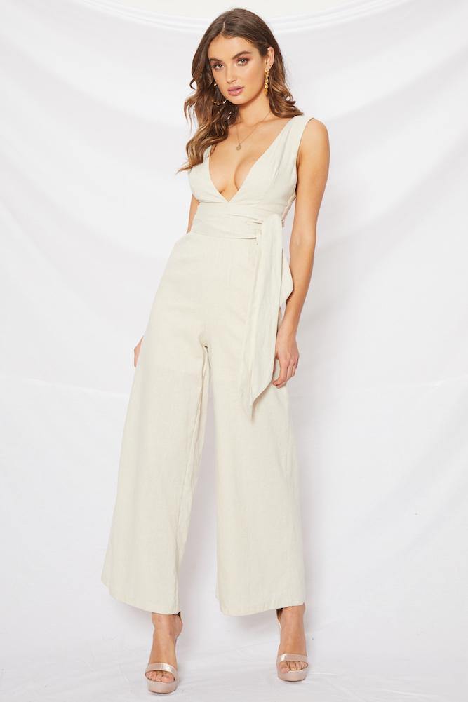 Have To Tell Jumpsuit Beige