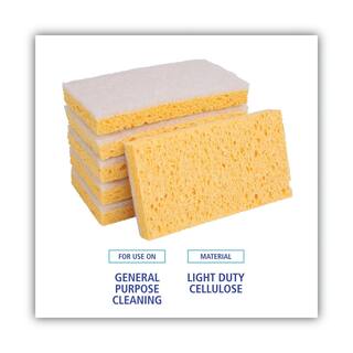 Boardwalk Scrubbing Sponge 3 35 in. x 6 110 in. 710 in. Thick YellowWhite 20Carton BWK16320