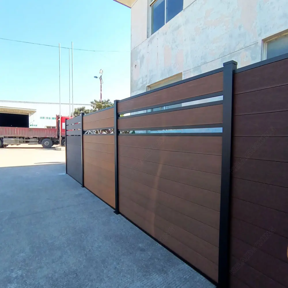 Villa Garden Enclosure WaterProof Fireproof Wood Plastic Composite wall barrier Wpc Fence Gate Privacy Wpc Wooden Fence