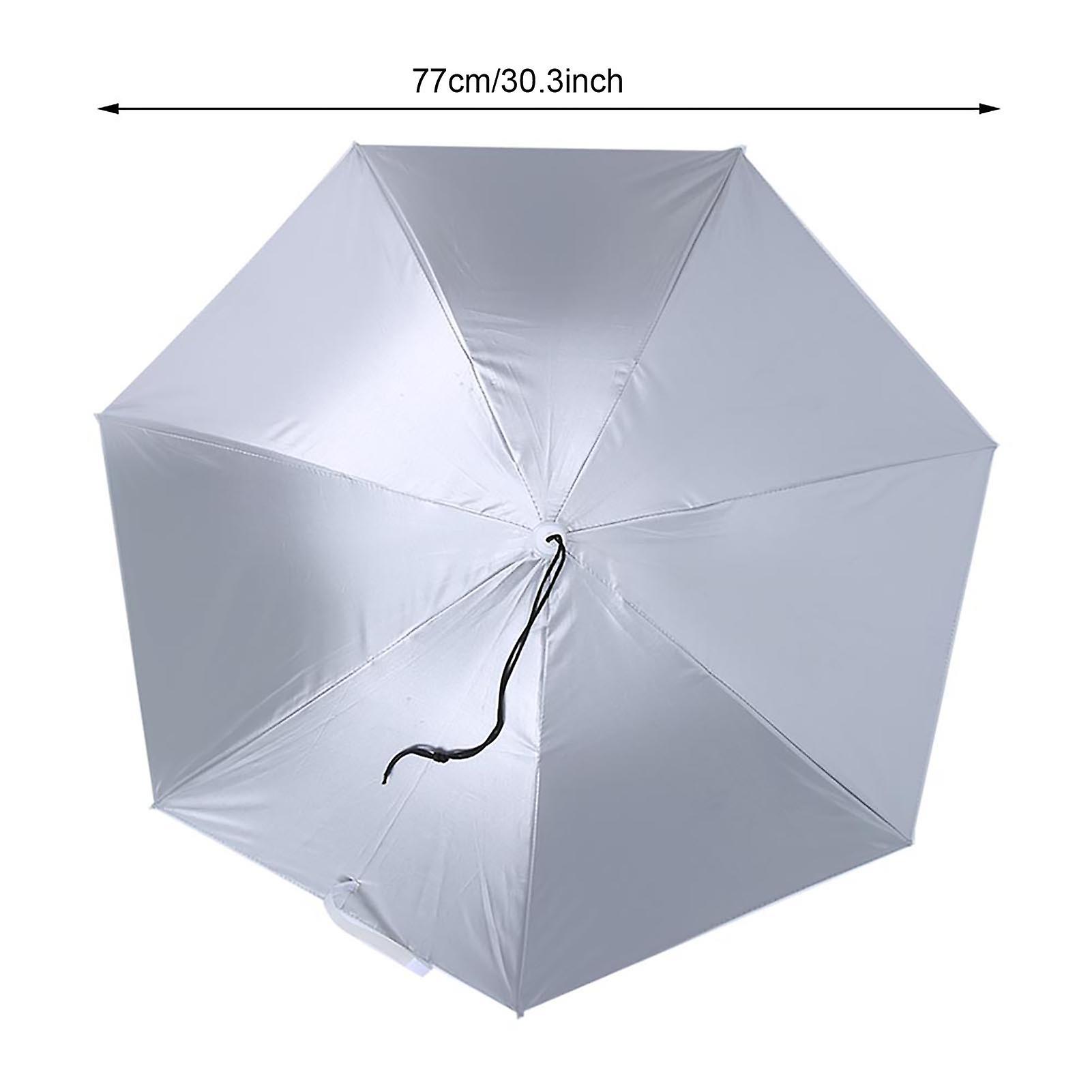 77cm Sunscreen Windproof Head Mounted Umbrella Top Folding Hat Umbrella(silver Blue)