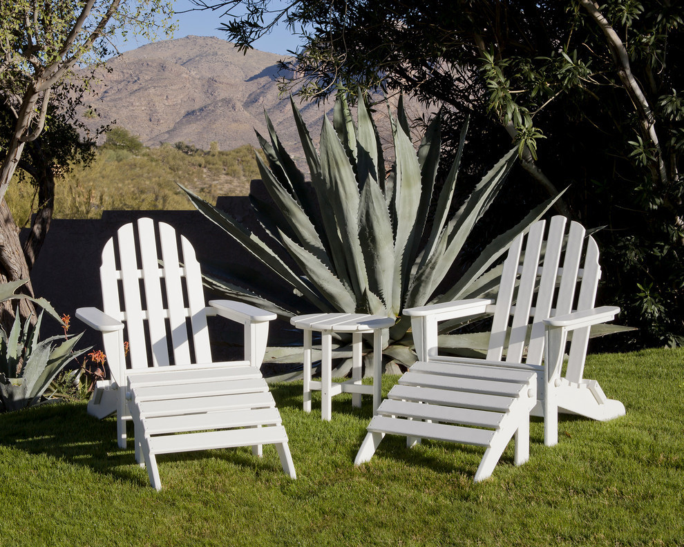 Ivy Terrace Classics 5 Piece Folding Adirondack and Ottoman Set   Beach Style   Outdoor Lounge Sets   by POLYWOOD  Houzz