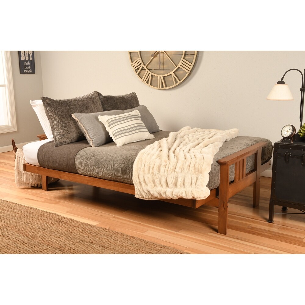 Somette Monterey Full size Futon Set in Barbados Finish with Twill Gray Mattress