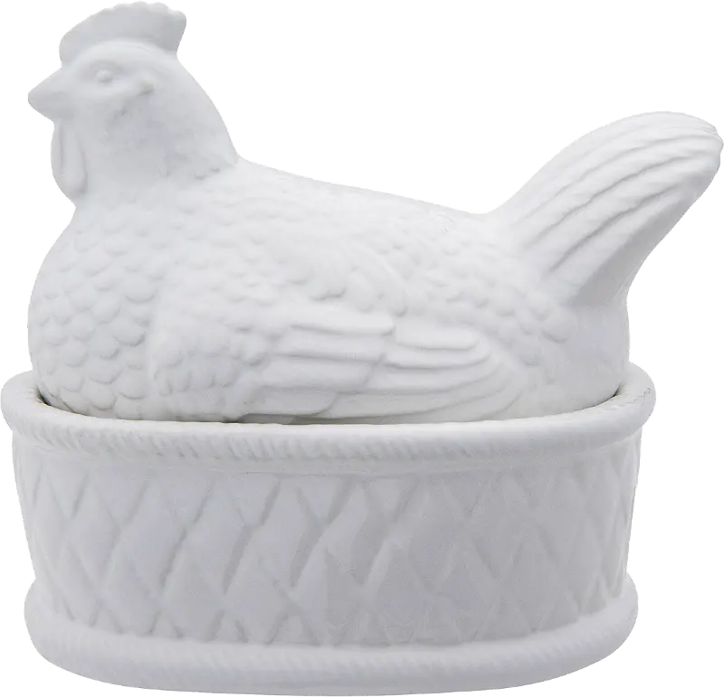 White Ceramic Chicken Covered Dish