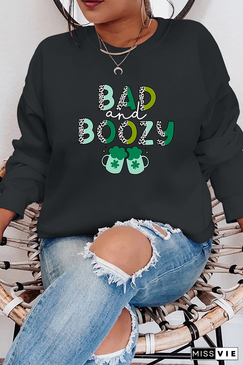 Bad and Boozy - St Patricks Day Sweatshirt Wholesale