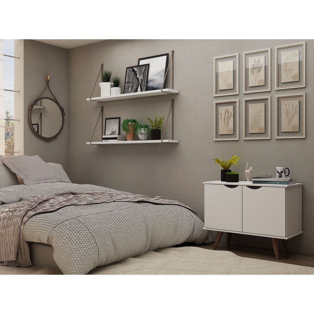 Manhattan Comfort Hampton 2 Shelf Accent Cabinet with Solid Wood