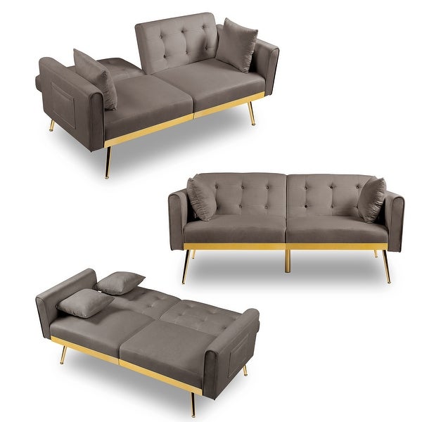 Wide Modern Industrial Design Velvet Upholstered Recline Sofa Bed