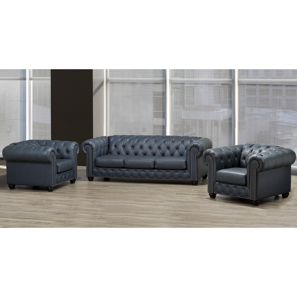 Wigan Top Grain Leather Sofa and Two Chair Set