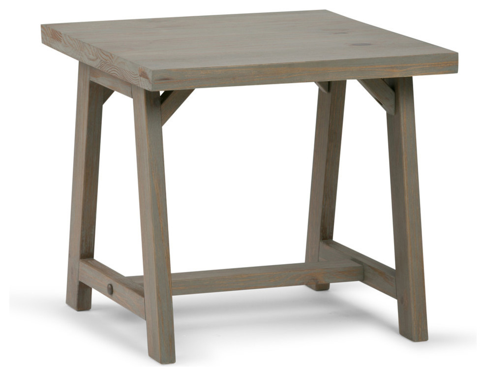 Sawhorse Solid Wood 22 quotwide Square Modern End Side Table   Farmhouse   Side Tables And End Tables   by Simpli Home Ltd.  Houzz