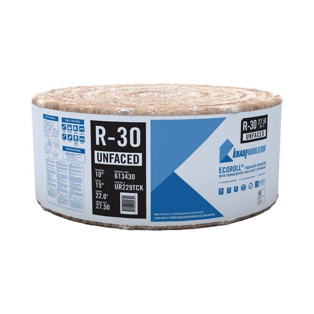 Knauf Insulation R-30 EcoRoll UnFaced Fiberglass Insulation Roll 10 in. x 15 in. x 22 ft. 613430