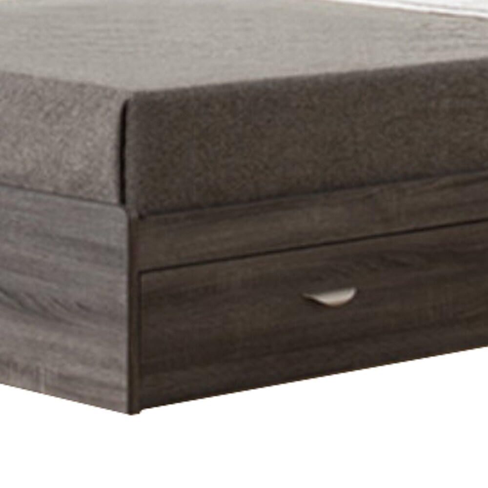 Grey Finish Twin Size Chest Bed With 3 Drawers on metal glides.