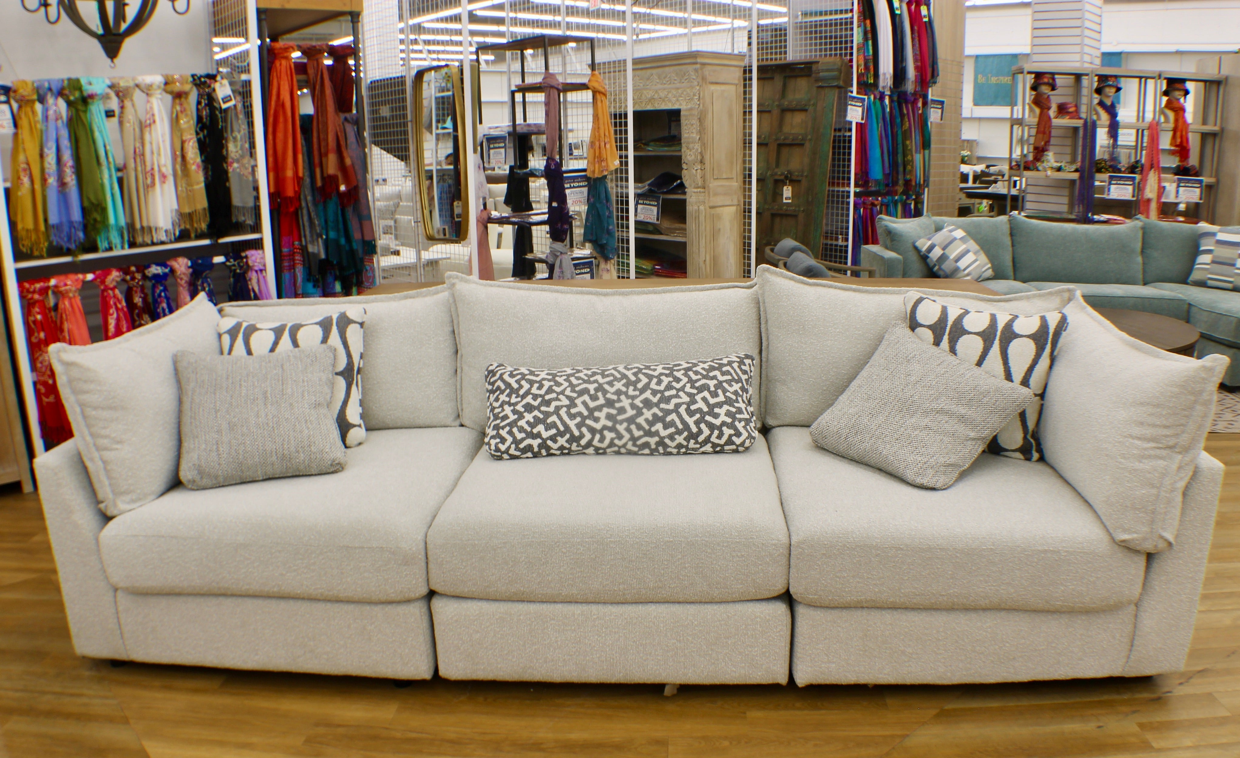 Flange 3-Pc Modular Sofa Oversized in Pewter or Natural 125