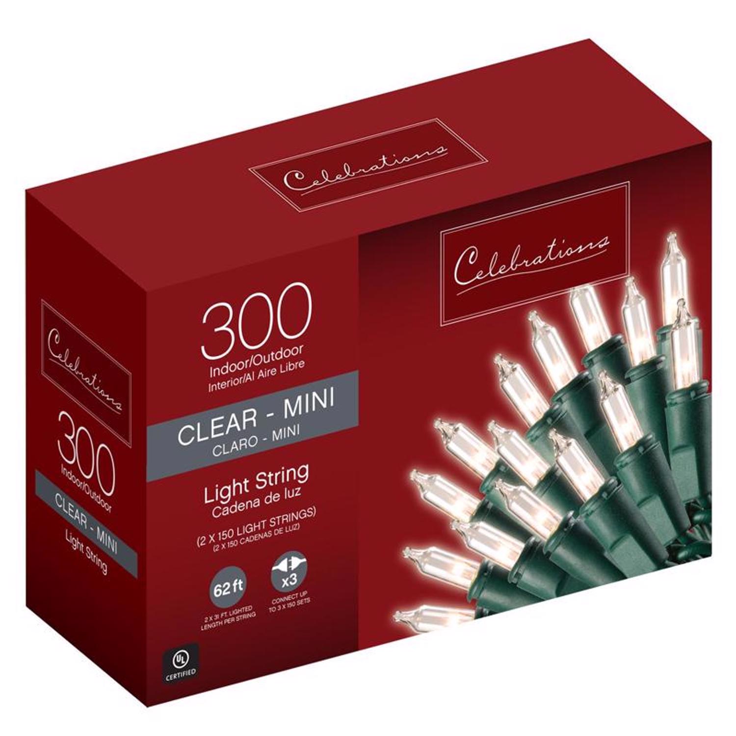 Celebrations Mini Incandescent Christmas Lights Clear/Warm White 62.08