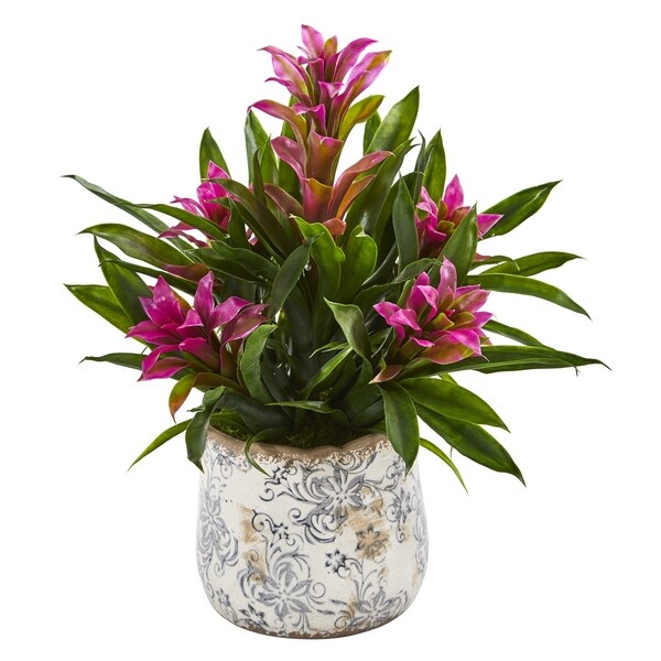 18 Bromeliad Artificial Plant in Floral Vase