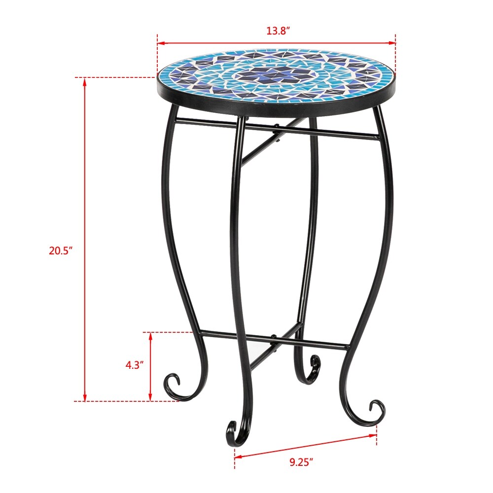 Autumn Leaf Shaped Inlaid Adjustable Ottoman Mosaic Bistro Table
