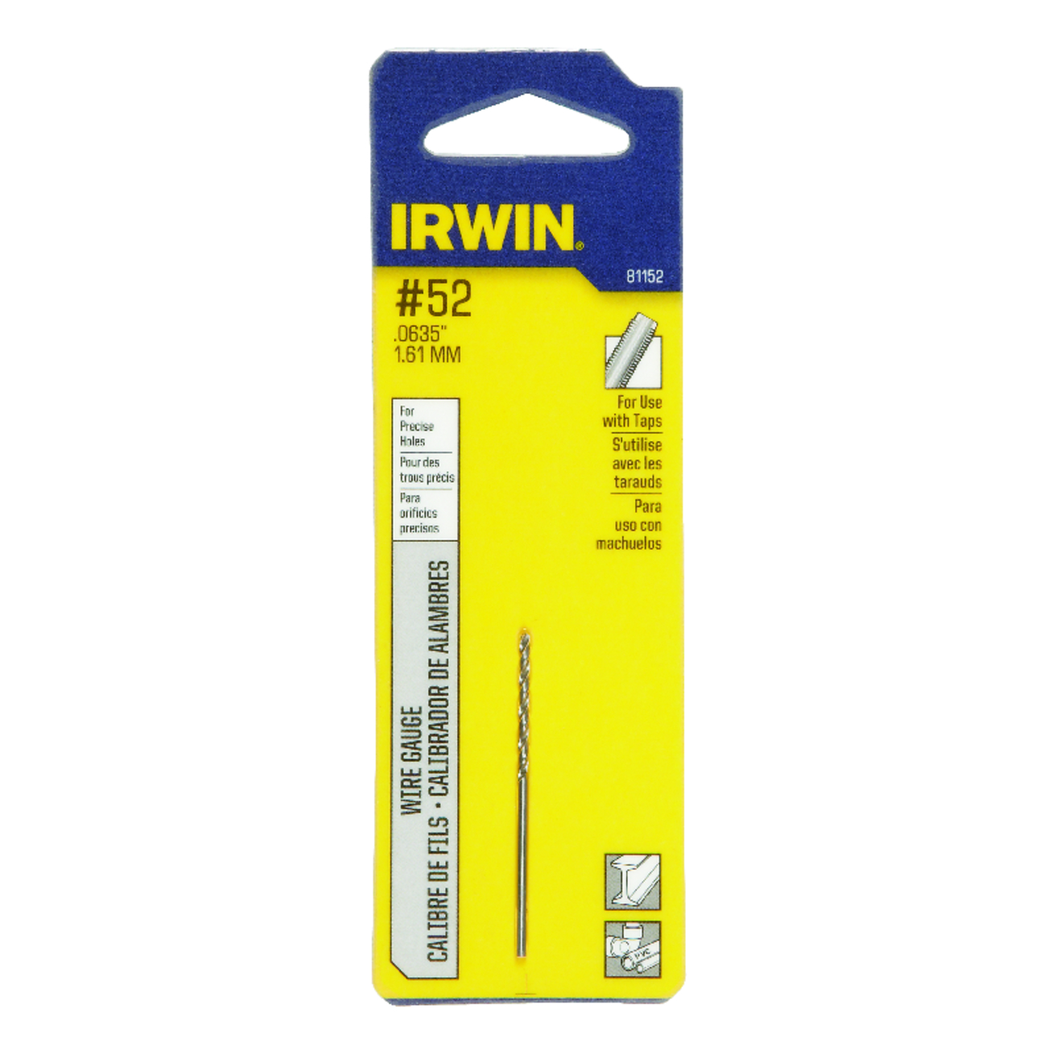 Irwin 52 X 1-7/8 in. L High Speed Steel Wire Gauge Bit 1 pc