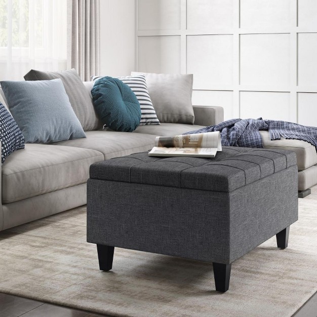 Simplihome Small Coffee Table Ottoman Harrison Slate Grey