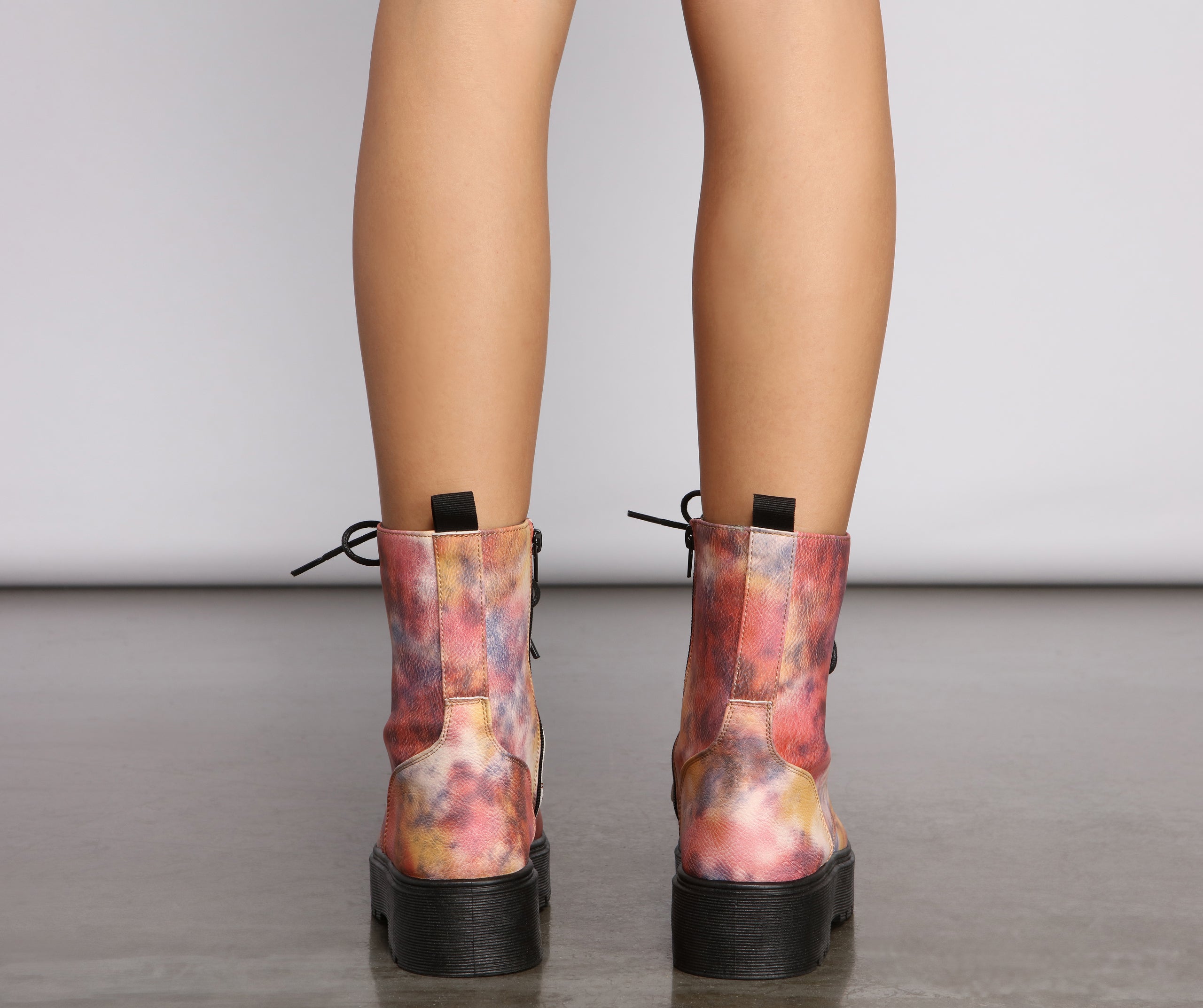 Tie Dye Lug Combat Booties