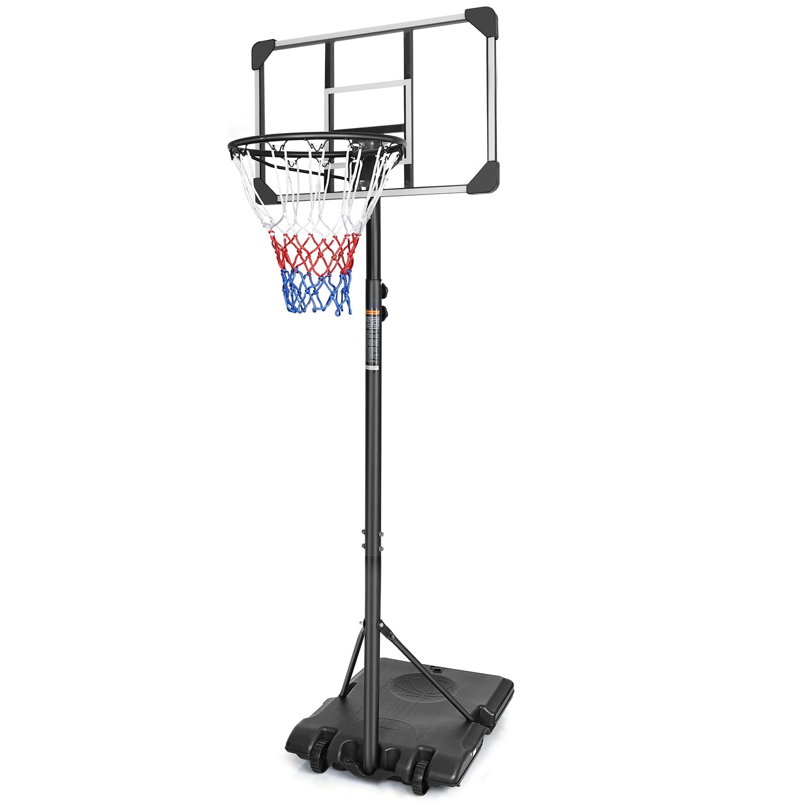 iRerts Outdoor Basketball Hoop， Portable Basketball Hoop for Teens Kids， Height Adjusted 5.6-7ft Basketball Hoop Outdoor with Wheels and Backboard， Basketball Goal for Indoor Outdoor Use， Black