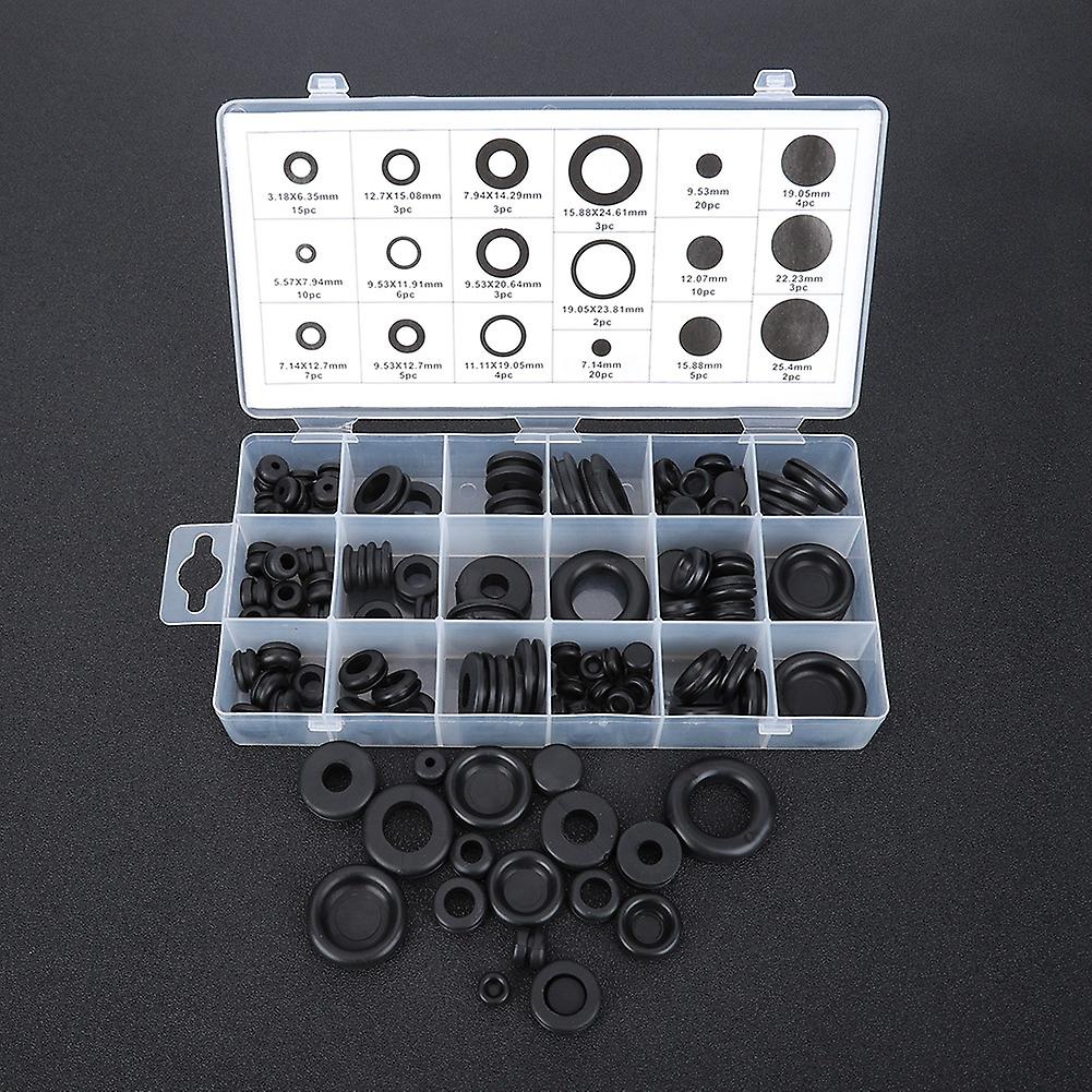 125pcs Rubber Grommet Assortment Kit Electrical Wire Gasket Washer Seal Assortment Set