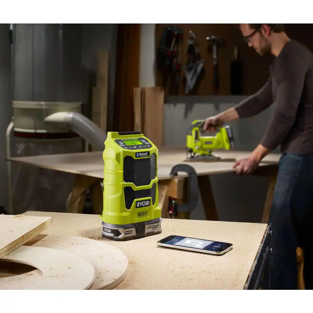 RYOBI P742 ONE+ 18V Cordless Compact Radio with Bluetooth Wireless Technology