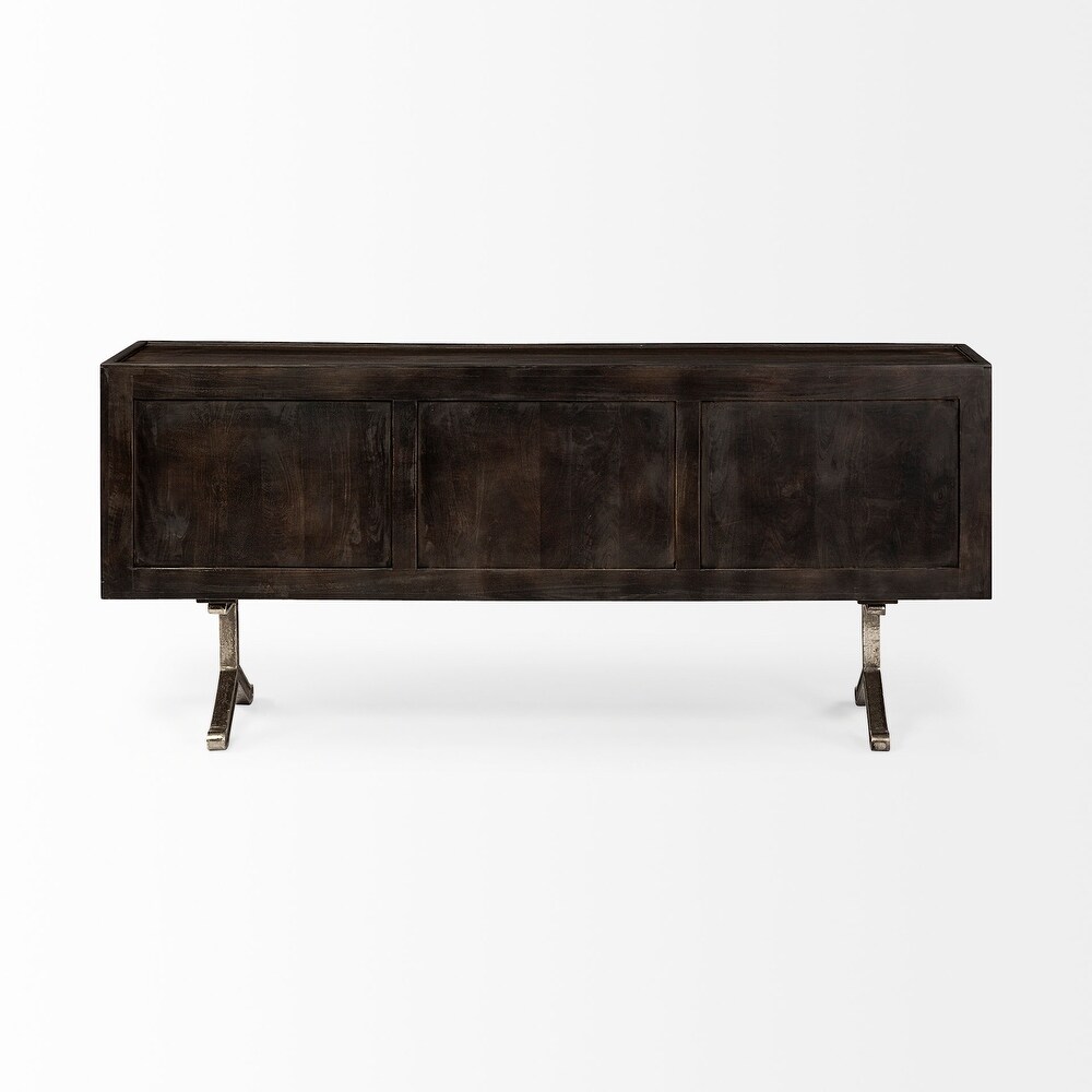 Hollandsworth Dark Brown Solid Wood w/ Silver Iron Base Sideboard   73.5\