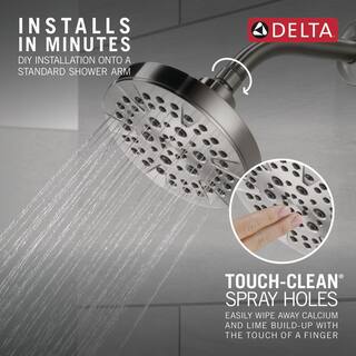 Delta 5-Spray Patterns 1.75 GPM 6 in. Wall Mount Fixed Shower Head in Stainless 52535-SS