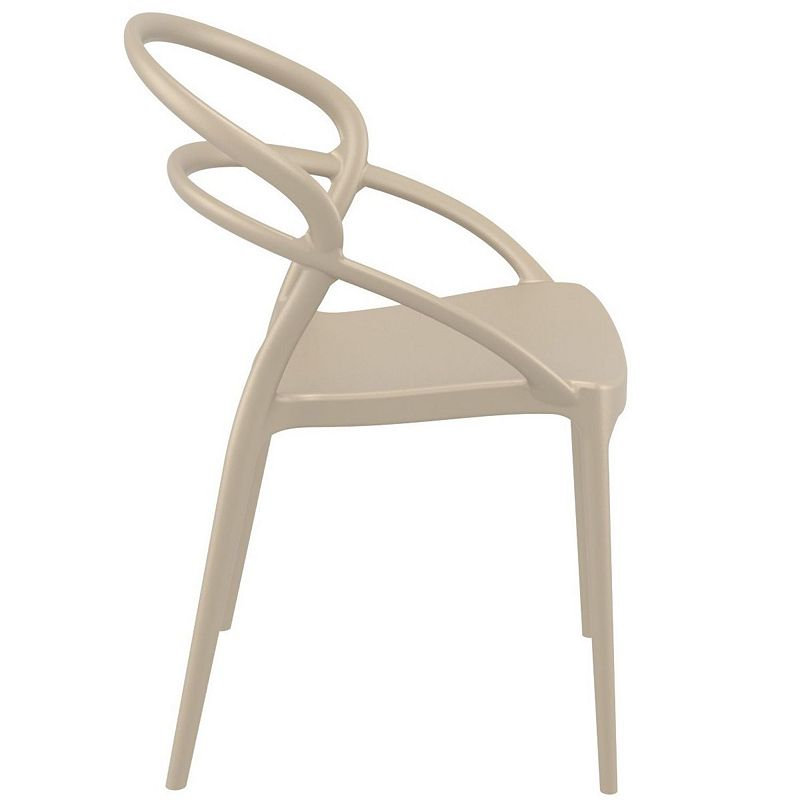 32.25 Taupe Outdoor Patio Round Dining Chair