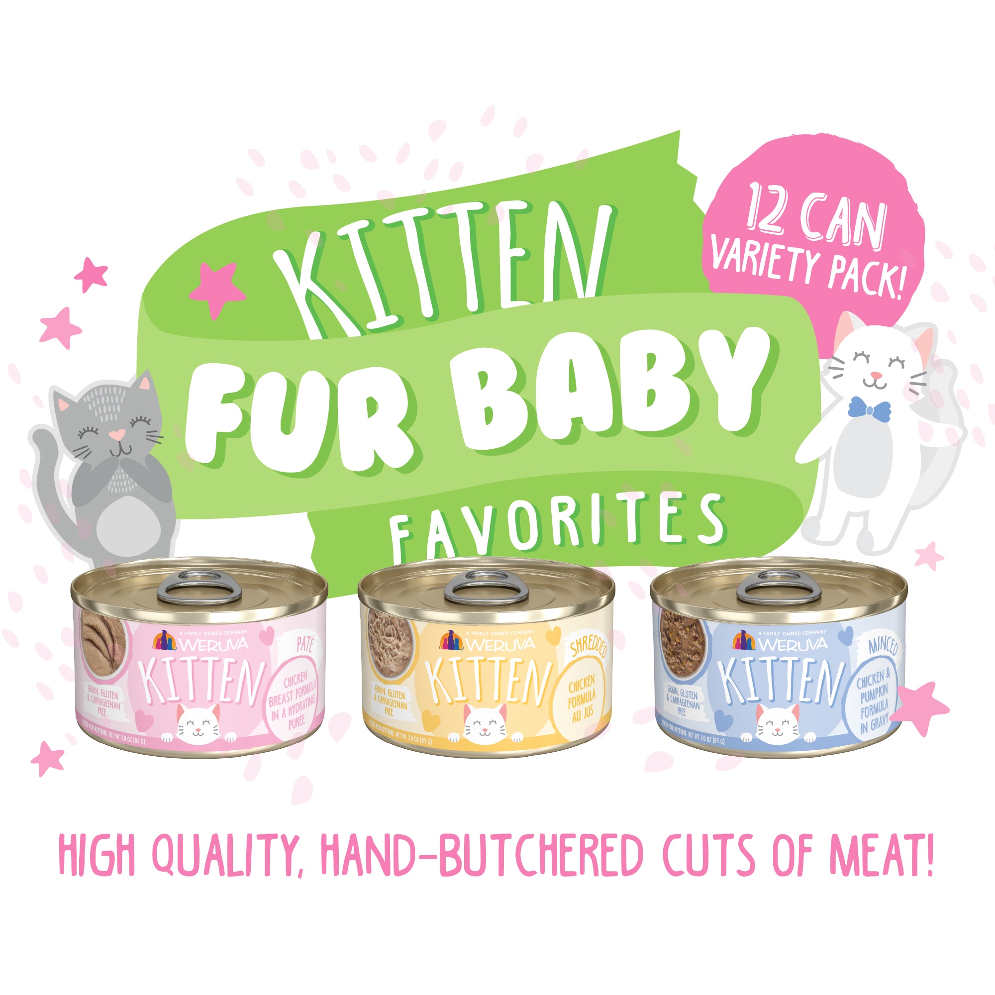 Weruva Kitten Fur Baby Favorites Variety Pack Wet Cat Food， 3 oz.， Count of 12