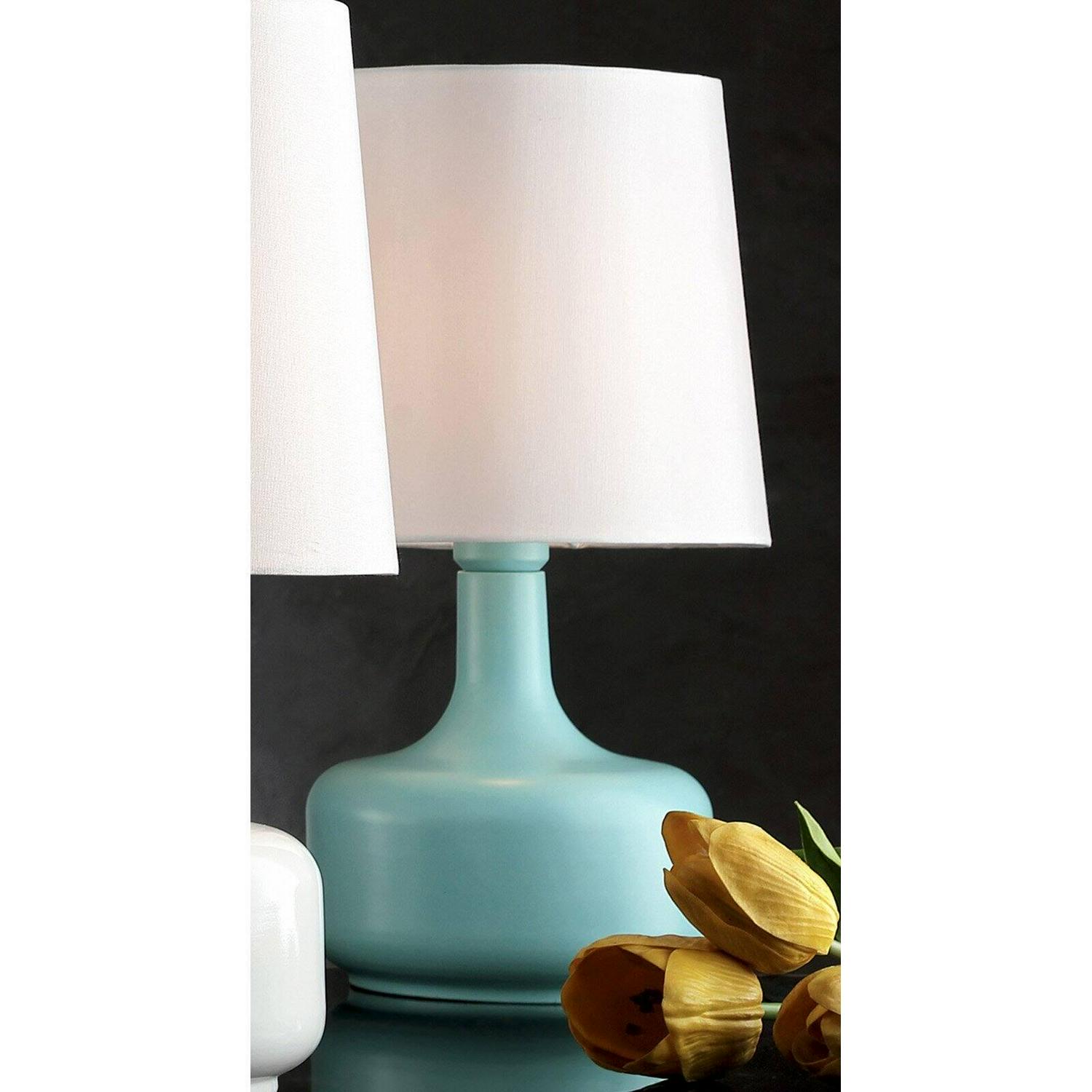 1725  CHERU POWDER WHITE MIDCENTURY MODERN TOUCH ON METAL TABLE LAMP  Crowdfused