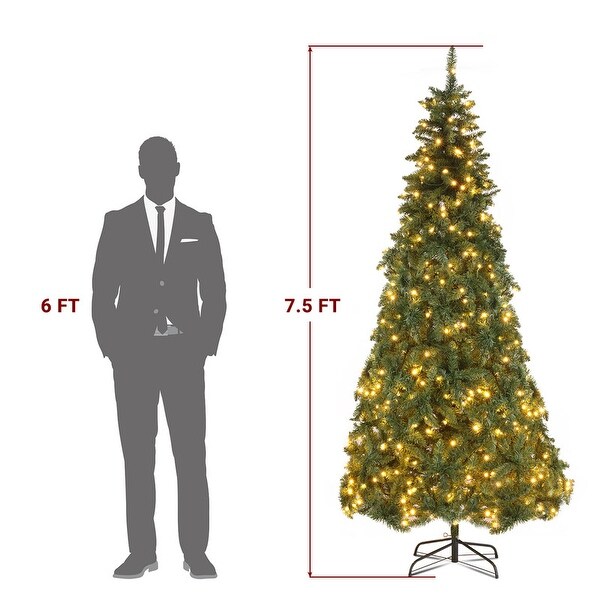 7.5 Ft PreLit LED Artificial Christmas Tree with 600 LED Lights