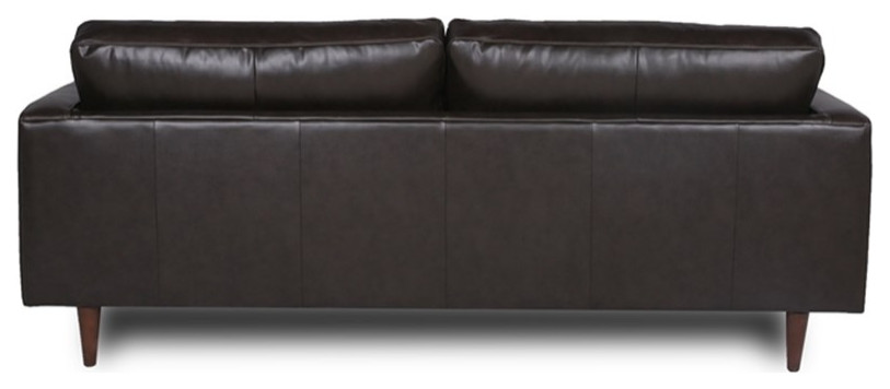 Stanton Leather Sofa With Tufted Seat And Back In Dark Brown   Midcentury   Sofas   by Homesquare  Houzz