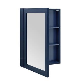 Home Decorators Collection Sturgess 24 in. W x 32 in. H Rectangular Navy Blue Wood Framed Surface Mount Medicine Cabinet with Mirror 19111-MC24-NB