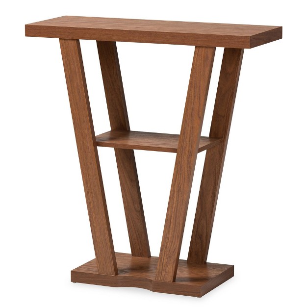 Boone Wood Console Table Walnut Brown Baxton Studio